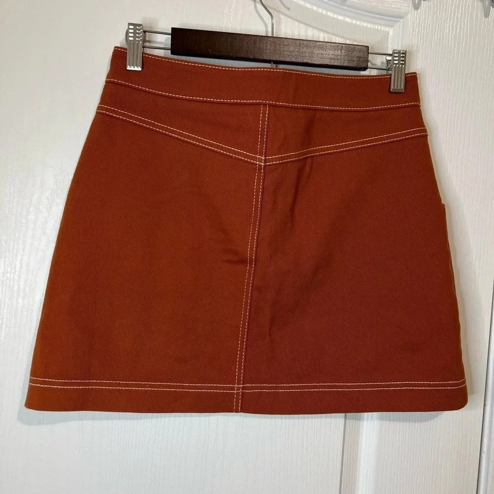 ZARA Brown Seamed Mini Skirt Size M